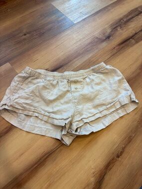Brandy Melville Cream Linen-Blend Athletic Shorts